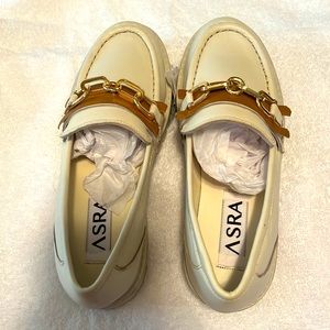 ASRA Freya leather chunky flat shoes in coconut cream